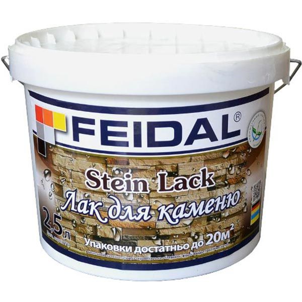 Лак для камня Stein Lack Feidal шелковистый мат 5 л прозрачный
