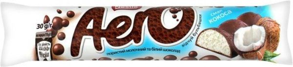 Шоколад Nestle Aero молочный и белый пористый со вкусом кокоса 30 г