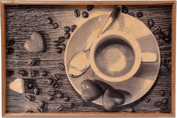 Таця на складаних ніжках міні Кава, серце 38,5x26x4 см