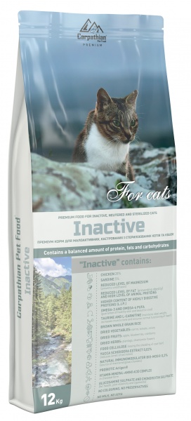 Корм сухий для малоактивних, кастрованих і стерилізованих котів та кішок Carpathian Pet Food Inactive 12 кг
