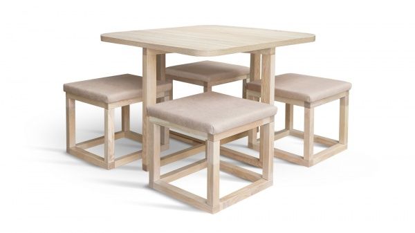 Комплект Gramma Прометей стол обеденный + 4 стула беж 