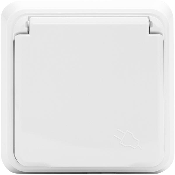 Розетка с крышкой Misya MS 05 11 117 с заземлением белая