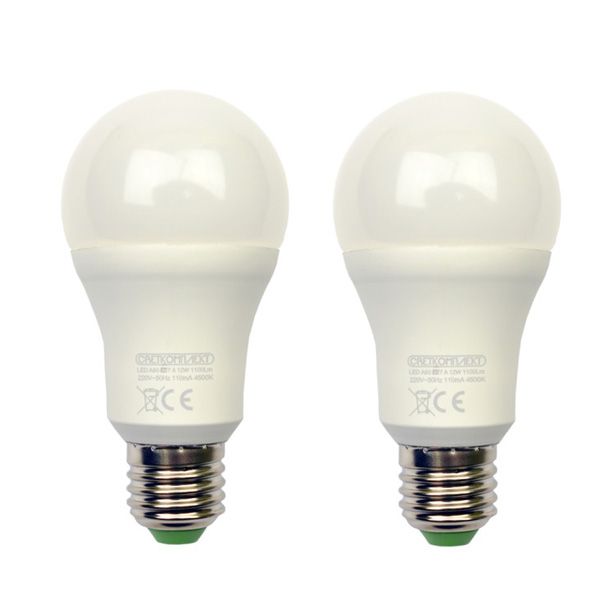 Лампа LED Светкомплект A60 E27 12 Вт 3000K теплый свет 2 шт