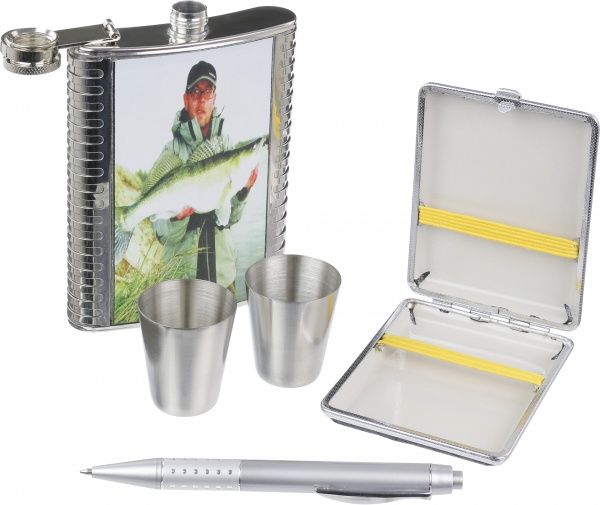 Подарочный набор Фляга, рюмки, портсигар и ручка T020