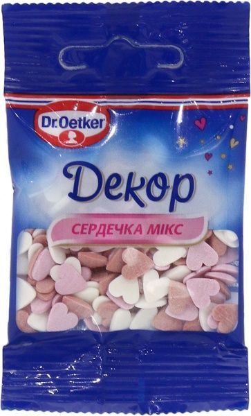 Посипка цукрова Сердечка мікс 10 г Dr. Oetker (5907707057625) 
