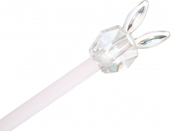 Ручка гелева Кришталеве зайченя біла чорнило синє 