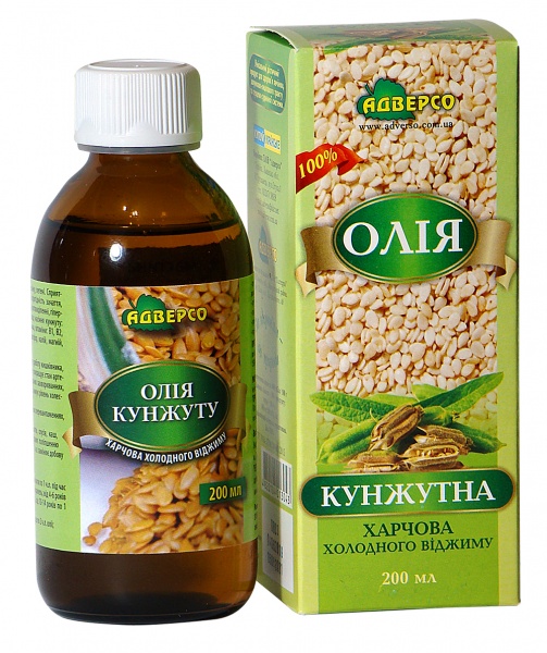 Масло кунжутное Адверсо пищевое холодного отжима 200 мл 