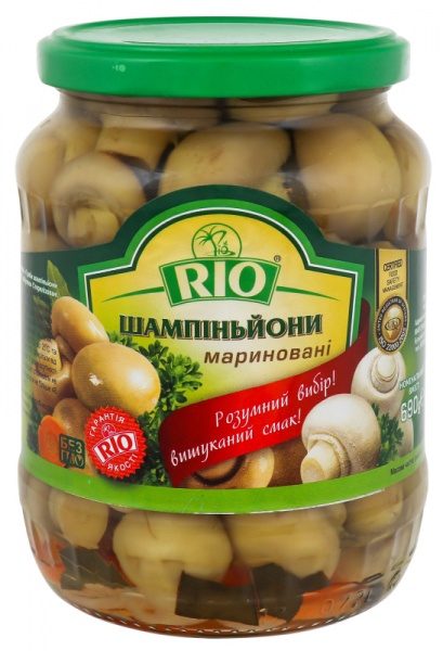 Гриби мариновані ТМ Ріо Печериці 690г