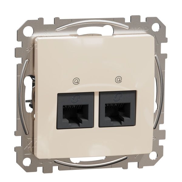 Розетка компьютерная двойная без заземления Schneider Electric Sedna Design RJ45 категория 5E UTP бежевый SDD112452
