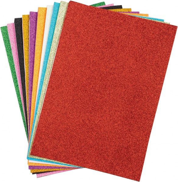 Фоаміран на клейкій основі з блистками Glitter А4 10 кольорів Centrum