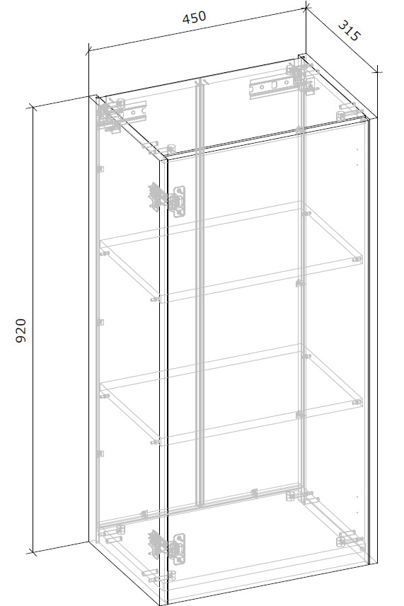 Шкаф верхний МС Злата 45х92х32 шиншилла серая/дуб артизан Грейд