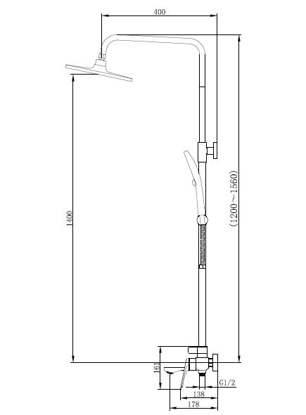 Смеситель для ванны Mixxen IQ графит (с колонной) с/акс. MXKL0680GG
