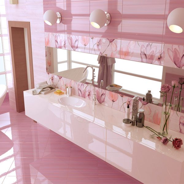 Декор Golden Tile Flora №3 розовий 1В5331 200х500 мм