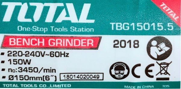 Електроточило Total TBG15015, 150 Вт., 150 мм., 2950 об/хв.