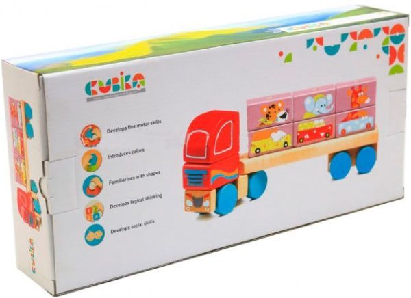 Игрушка деревянная Левеня Cubika Тягач с кубиками LM-14