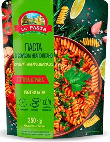 Макароны La Pasta per primi из твердых сортов пшеницы с неаполитанским соусом 4820211662424 