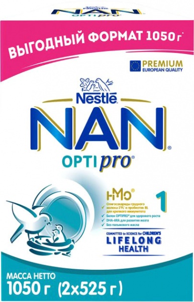 Суха суміш NAN Nestle NAN 1 Optipro з олігосахариди 2'FL для дітей від народження 1050 г