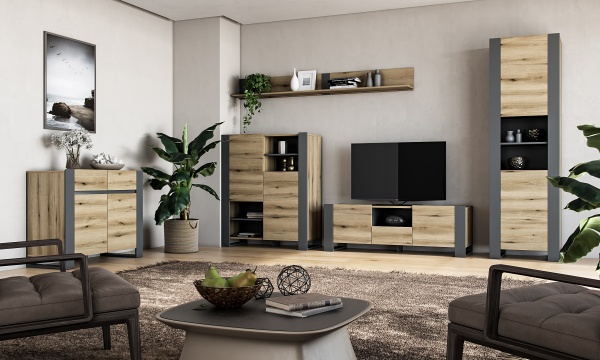 Полка Грейд Combo 1002x223x216 мм графит серый/дуб эвок прибрежный 