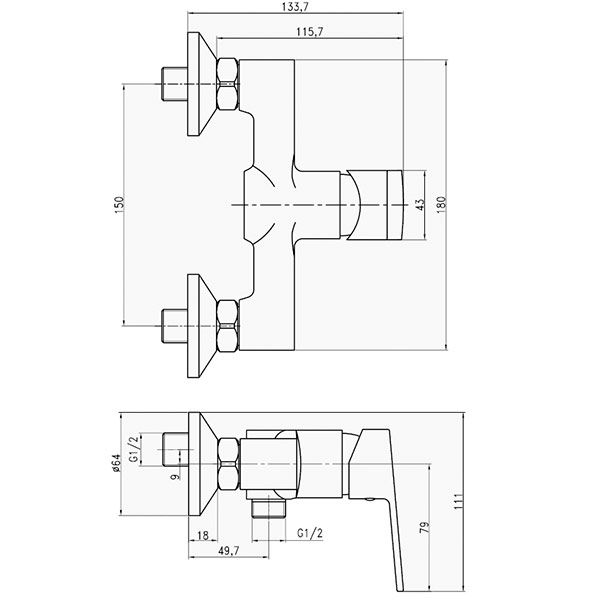 Змішувач для душа Imprese Laska 15040
