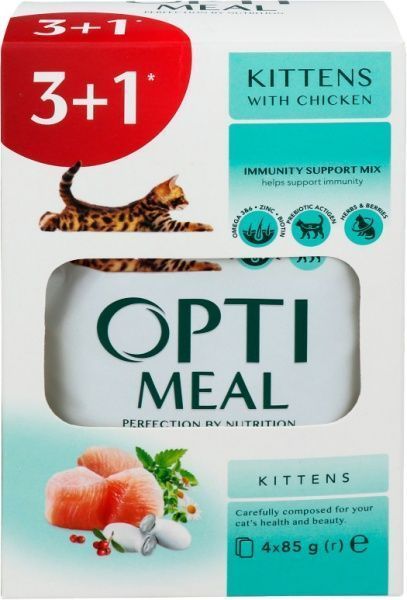 Корм Optimeal Kittens з куркою 4х85 г