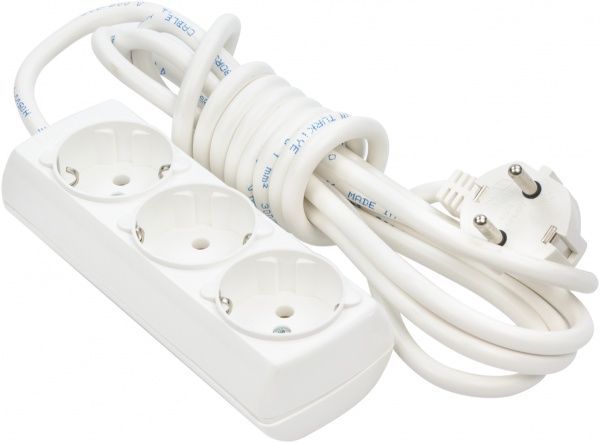 Удлинитель Borsan с заземлением 3 гн. белый 3 м BR-1553-3