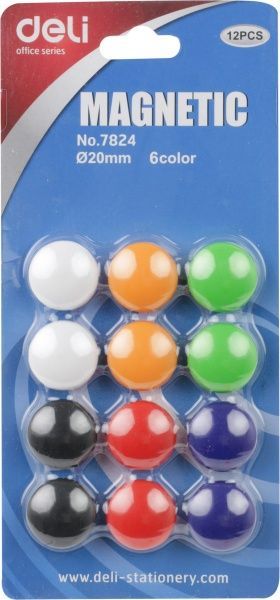 Набір магнітів 12 шт. діаметр 20 мм Deli