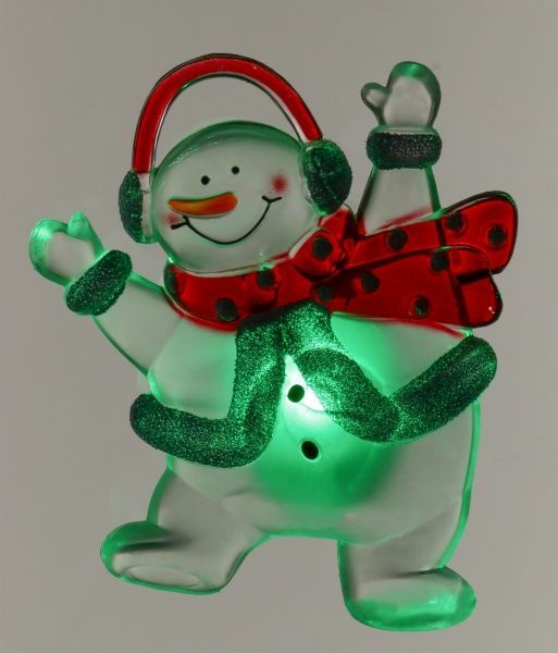 Декоративна фігура LED Сніговик з присоскою 13 см 