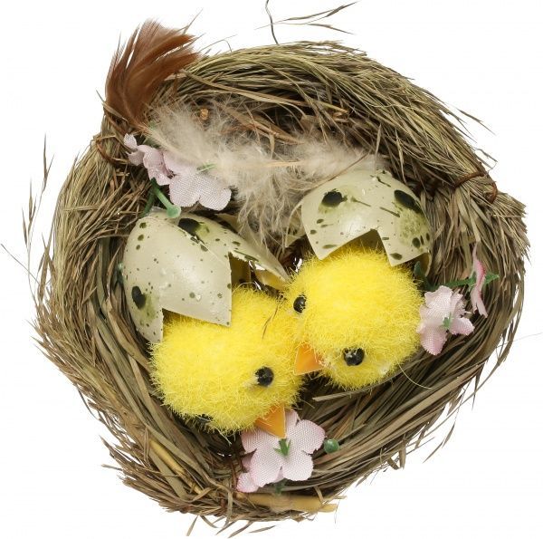 Пасхальна декорація Курчатка у гнізді 10 см A51008C-7
