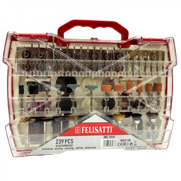 Комплект насадок Felisatti MG7010 для шлифовально-гравировальной машины 239 шт. F80129