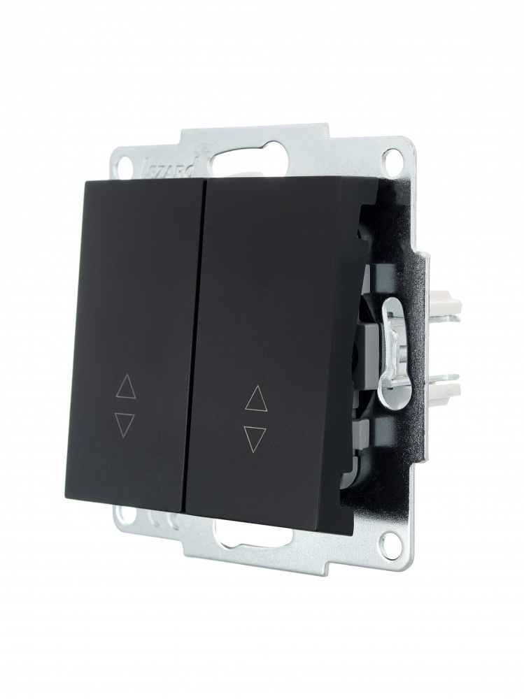 Вимикач прохідний двоклавішний Lezard Vesna без підсвітки антрацит 742-4288-106