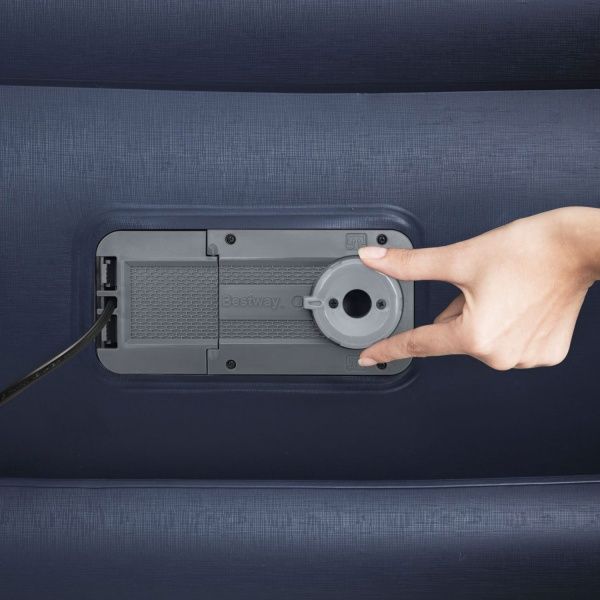 Матрас надувной Bestway King со встроенным электронасосом 203х193 см синий с серым