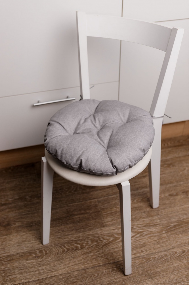 Подушка на стілець Dх40 Листя сірий однотон Прованс