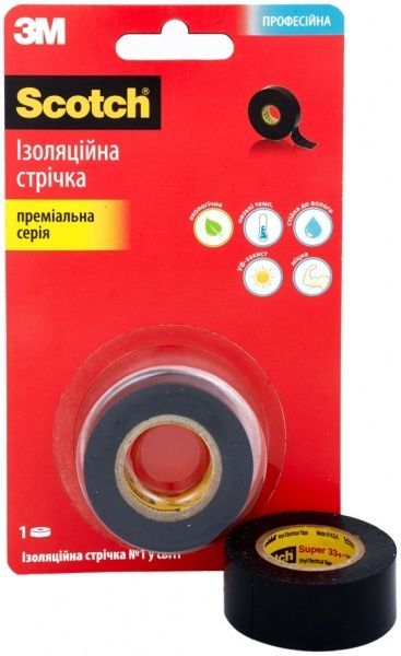 Изолента 3M 0,18x19 мм 6 м черная ПВХ 33+/UR