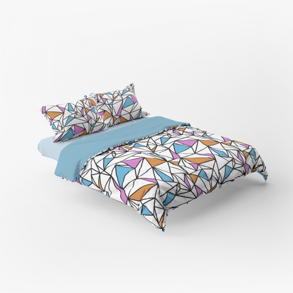 Комплект постільної білизни Мозаїка 1,5 біло-блакитний Rigel 