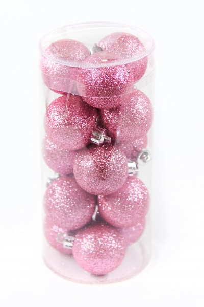 Набор елочных шаров розовые d65 мм 12,5 см 15 шт./уп. 