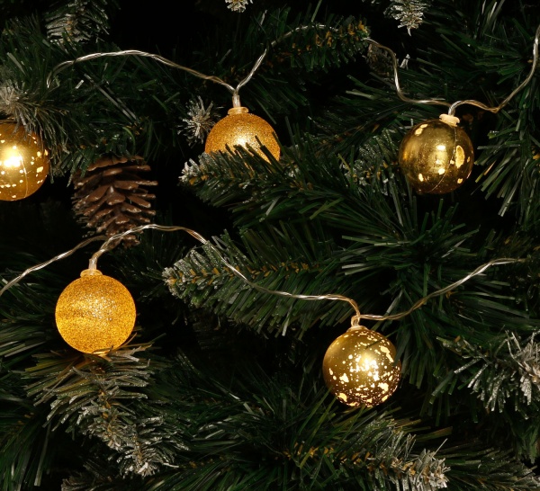 Електрогірлянда лінійна з кульками золотий світлодіодна (LED) 10 ламп 