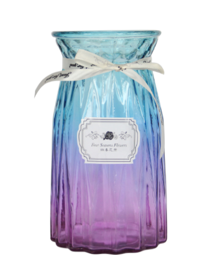 Ваза скляна Crystal Cindy 19 см рожево-синя 