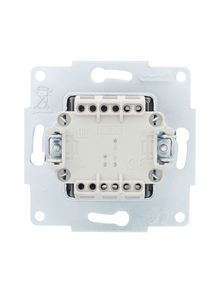 Вимикач прохідний одноклавішний Lezard Vesna без підсвітки шефілд грей 742-3488-105