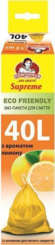 Эко-пакеты для мусора Помічниця Supreme Eco Friendly лимон биоразлагаемые 40 л 12 шт. (Supreme Eco Friendly)