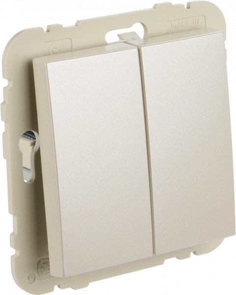 Выключатель проходной двухклавишный Efapel Logus без подсветки 10 А 250В IP20 кремовый