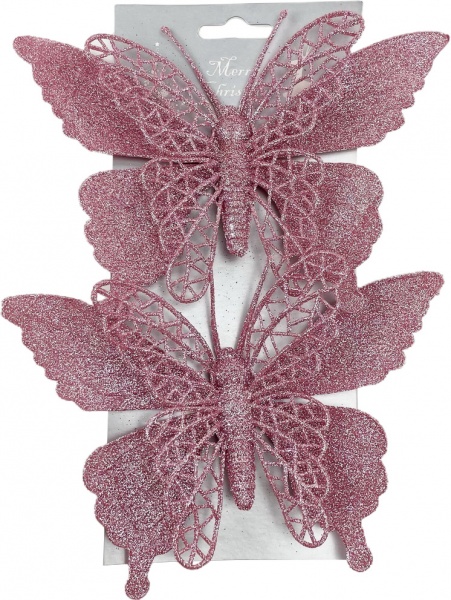 Декоративная подвеска Shunda Бабочка розовая 2 шт 12 см SD20-6829PK