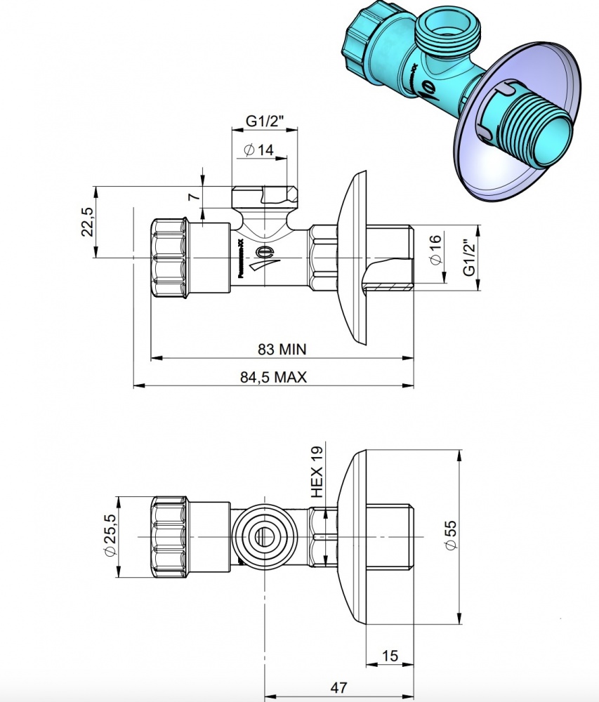 Кран шаровой Rhein приборный 1/2x1/2 н-н 520000101