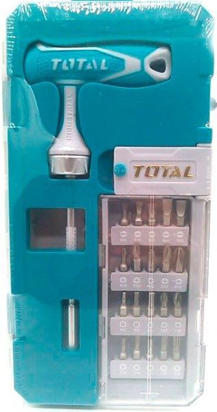 Отвертка со сменными насадками Total с Т-образной рукояткой 25 предметов × TACSD30256