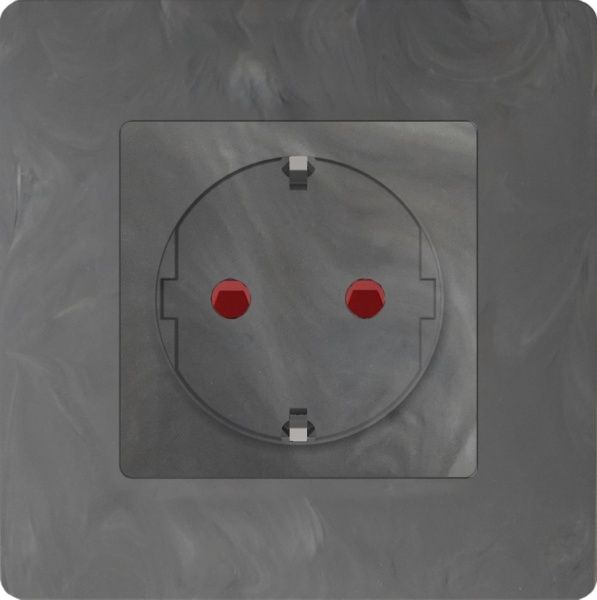 Розетка с заземлением Plank Electrotechnic Classic/Nordic антимикробная со шторками без крышки базальт PLK0520731