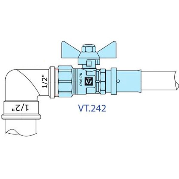 Кран шаровой Valtec под пресс 16х1/2