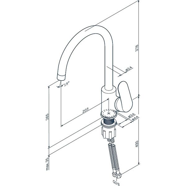 Смеситель для кухни AM.PM Like F80E07133 белый камень