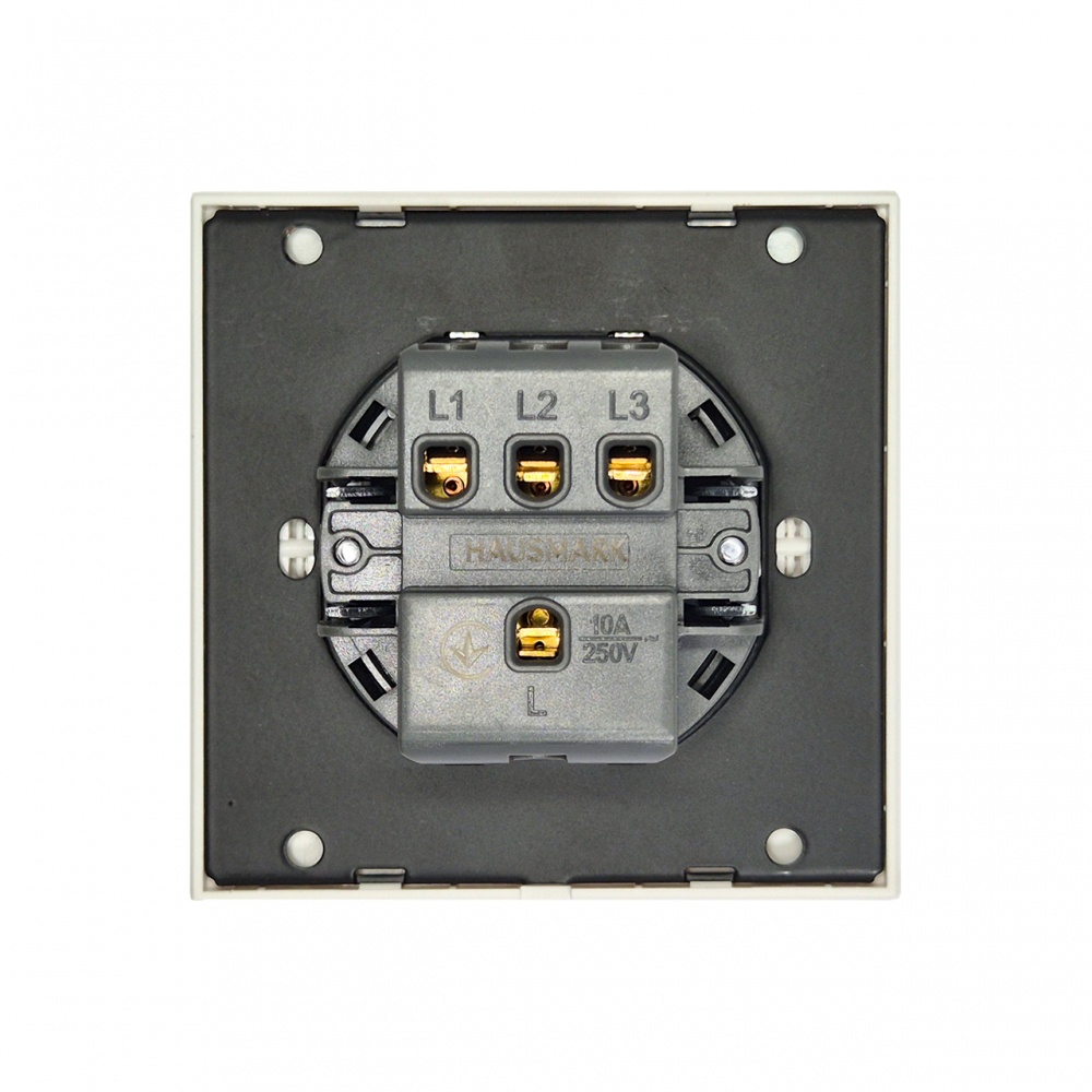 Вимикач триклавішний HausMark INO з підсвіткою білий LS-3G LED-EU-White