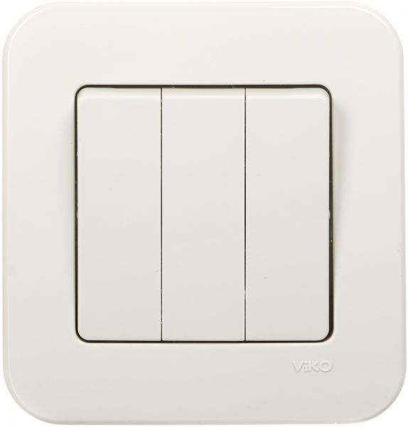 Вимикач триклавішний Viko Rollina без підсвітки 10 А 250В кремовий 90421068