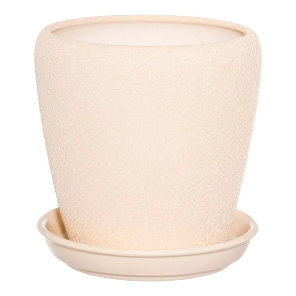 Горщик керамічний Оріана-Запоріжкераміка Грація №3 шовк бежевий круглий 2,3л бежевий 