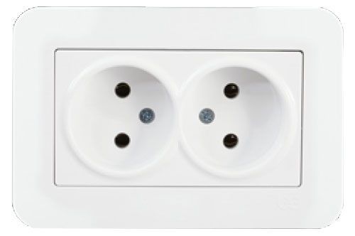 Розетка подвійна без заземлення Gunsan RADIUS білий 01 37 93 00 100 149